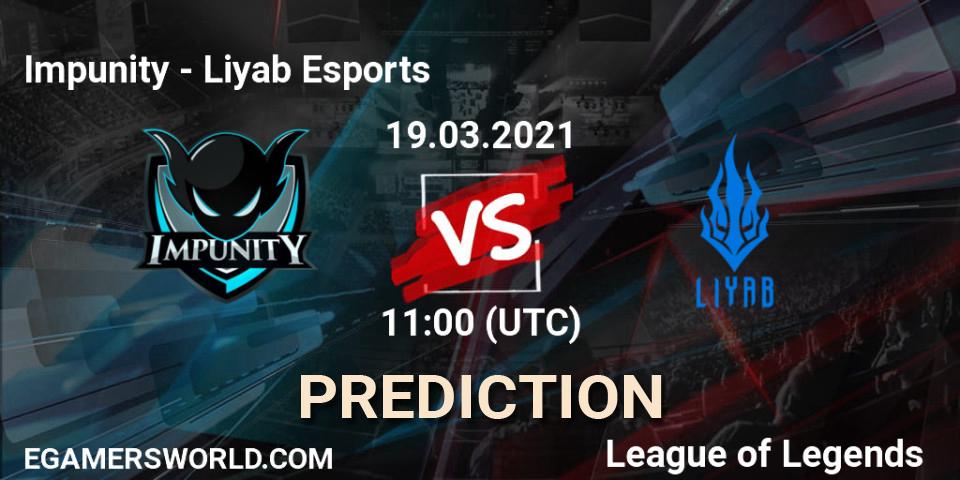 Impunity - Liyab Esports: Maç tahminleri. 19.03.2021 at 11:00, LoL, PCS Spring 2021 - Group Stage