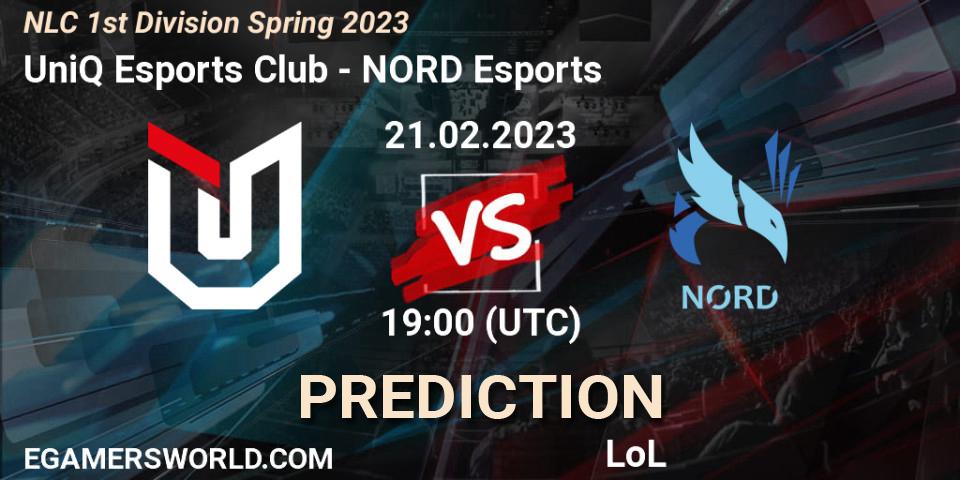 UniQ Esports Club - NORD Esports: Maç tahminleri. 21.02.2023 at 19:00, LoL, NLC 1st Division Spring 2023