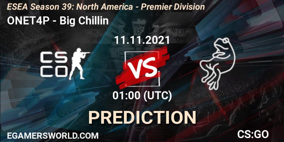 ONET4P - Big Chillin: Maç tahminleri. 11.11.2021 at 01:00, Counter-Strike (CS2), ESEA Season 39: North America - Premier Division