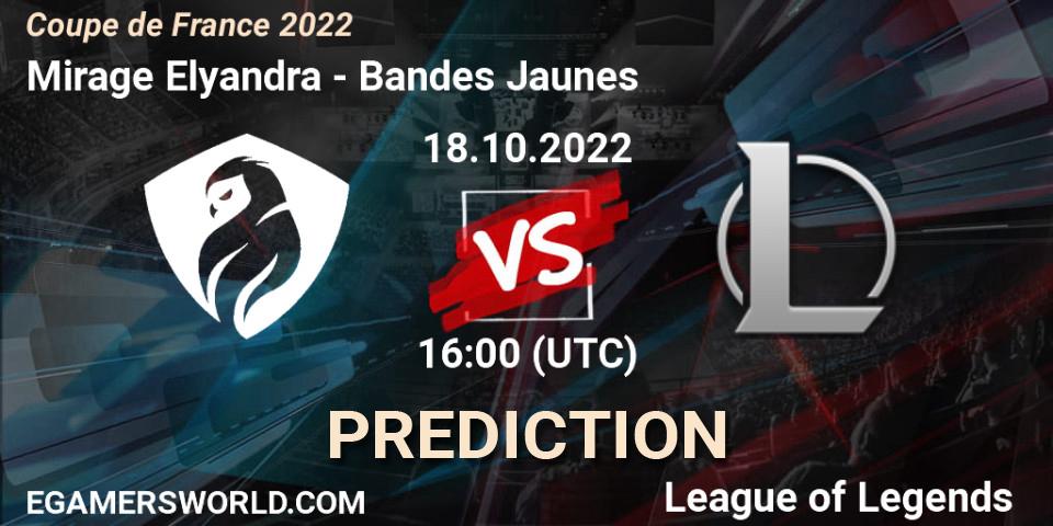 Mirage Elyandra - Bandes Jaunes: Maç tahminleri. 18.10.2022 at 16:00, LoL, Coupe de France 2022