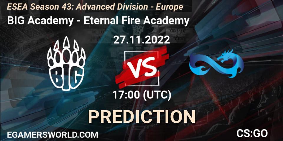 BIG Academy - Eternal Fire Academy: Maç tahminleri. 27.11.22, CS2 (CS:GO), ESEA Season 43: Advanced Division - Europe