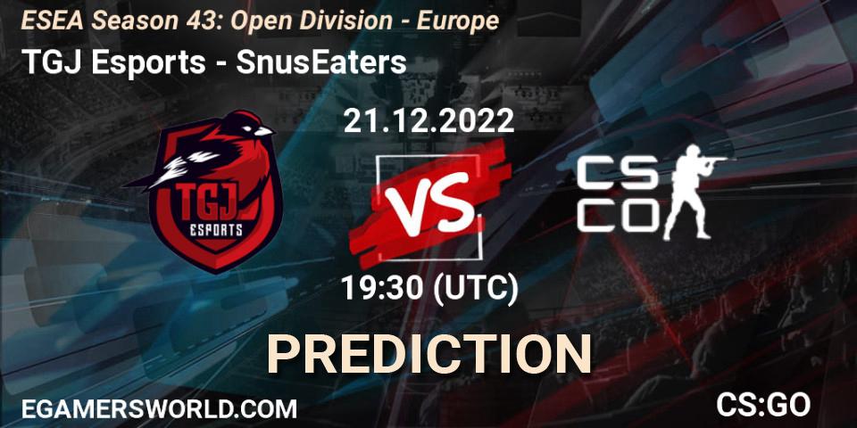 TGJ Esports - SnusEaters: Maç tahminleri. 21.12.2022 at 19:30, Counter-Strike (CS2), ESEA Season 43: Open Division - Europe