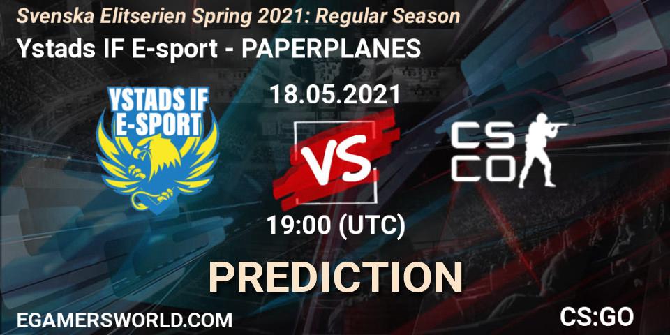 Ystads IF E-sport - PAPERPLANES: Maç tahminleri. 18.05.2021 at 19:00, Counter-Strike (CS2), Svenska Elitserien Spring 2021: Regular Season