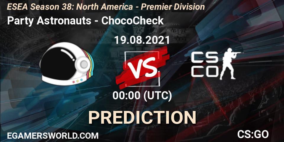 Party Astronauts - ChocoCheck: Maç tahminleri. 29.09.2021 at 00:20, Counter-Strike (CS2), ESEA Season 38: North America 