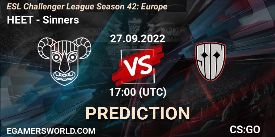 HEET - Sinners: Maç tahminleri. 27.09.2022 at 17:00, Counter-Strike (CS2), ESL Challenger League Season 42: Europe