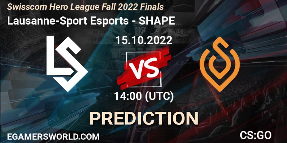 Lausanne-Sport Esports - SHAPE: Maç tahminleri. 15.10.2022 at 14:00, Counter-Strike (CS2), Swisscom Hero League Fall 2022 Finals