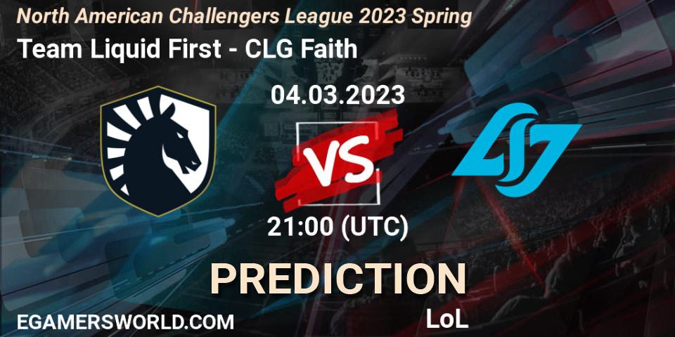 Team Liquid First - CLG Faith: Maç tahminleri. 04.03.23, LoL, NACL 2023 Spring - Group Stage