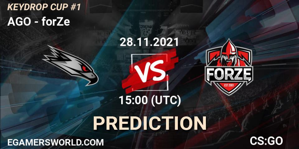 AGO - forZe: Maç tahminleri. 28.11.2021 at 14:30, Counter-Strike (CS2), KEYDROP CUP #1