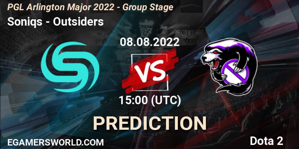 Soniqs - Outsiders: Maç tahminleri. 08.08.2022 at 15:01, Dota 2, PGL Arlington Major 2022 - Group Stage