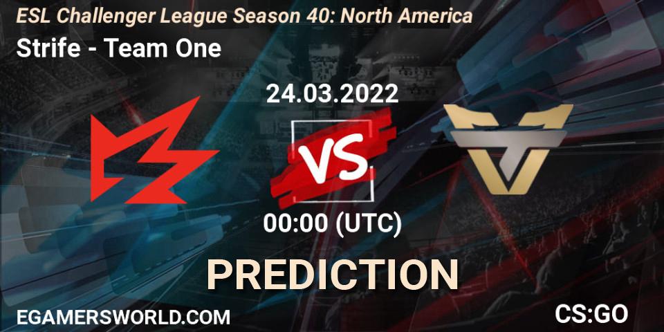 Strife - Team One: Maç tahminleri. 24.03.2022 at 00:00, Counter-Strike (CS2), ESL Challenger League Season 40: North America