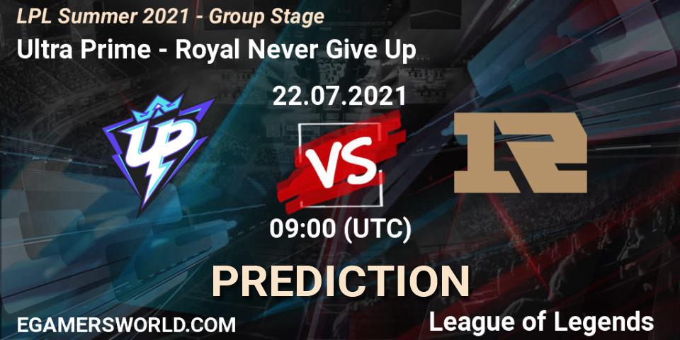 Ultra Prime - Royal Never Give Up: Maç tahminleri. 22.07.2021 at 09:00, LoL, LPL Summer 2021 - Group Stage