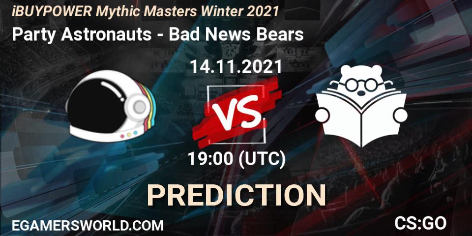 Party Astronauts - Bad News Bears: Maç tahminleri. 14.11.2021 at 19:00, Counter-Strike (CS2), iBUYPOWER Mythic Masters Winter 2021