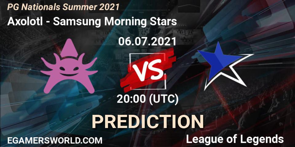 Axolotl - Samsung Morning Stars: Maç tahminleri. 06.07.2021 at 20:00, LoL, PG Nationals Summer 2021