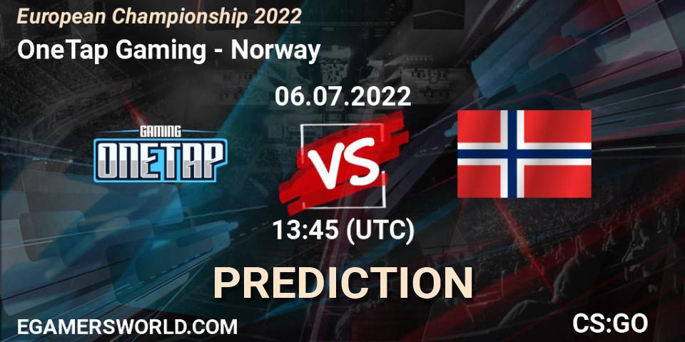 OneTap Gaming - Norway: Maç tahminleri. 06.07.2022 at 14:00, Counter-Strike (CS2), European Championship 2022