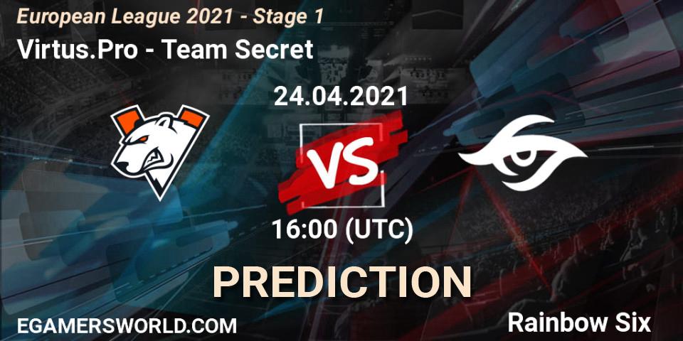 Virtus.Pro - Team Secret: Maç tahminleri. 24.04.2021 at 16:30, Rainbow Six, European League 2021 - Stage 1