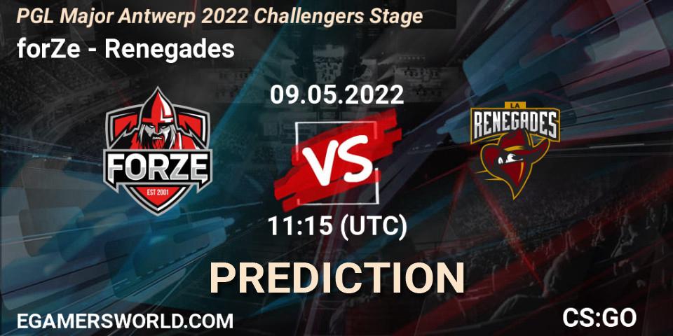 forZe - Renegades: Maç tahminleri. 09.05.22, CS2 (CS:GO), PGL Major Antwerp 2022 Challengers Stage
