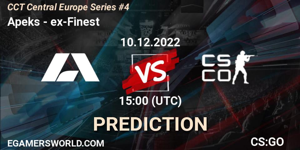 Apeks - ex-Finest: Maç tahminleri. 10.12.2022 at 15:30, Counter-Strike (CS2), CCT Central Europe Series #4