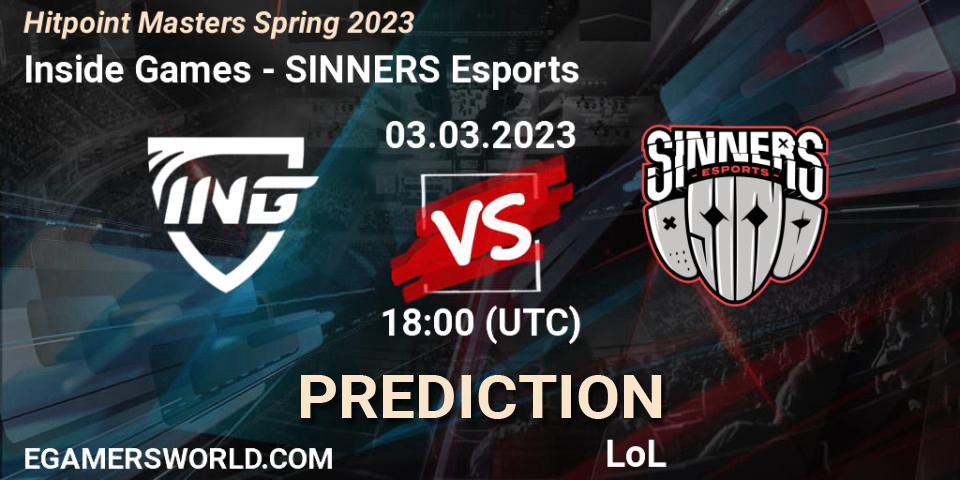 Inside Games - SINNERS Esports: Maç tahminleri. 03.02.2023 at 18:00, LoL, Hitpoint Masters Spring 2023
