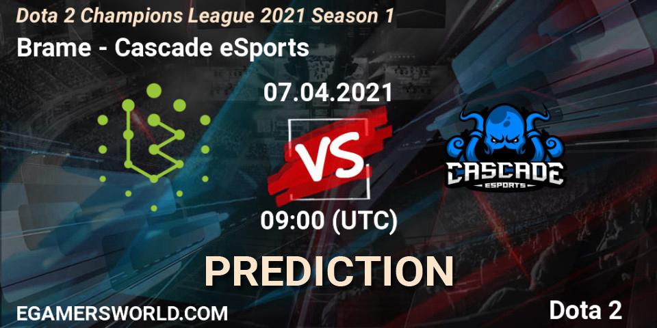 Brame - Cascade eSports: Maç tahminleri. 08.04.2021 at 09:07, Dota 2, Dota 2 Champions League 2021 Season 1