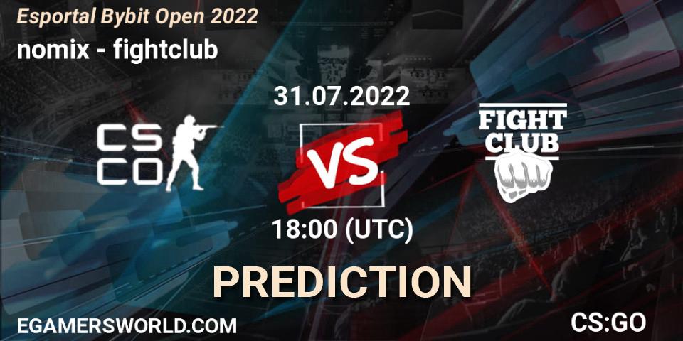 nomix - fightclub: Maç tahminleri. 31.07.2022 at 17:00, Counter-Strike (CS2), Esportal Bybit Open 2022