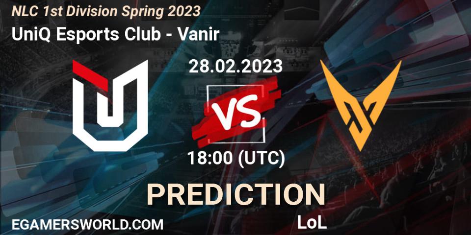 UniQ Esports Club - Vanir: Maç tahminleri. 28.02.2023 at 18:00, LoL, NLC 1st Division Spring 2023