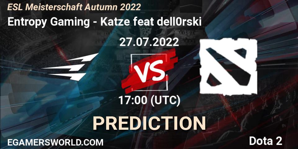 Entropy Gaming - Katze feat dell0rski: Maç tahminleri. 27.07.2022 at 17:01, Dota 2, ESL Meisterschaft Autumn 2022
