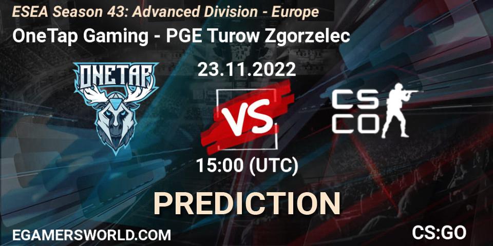 OneTap Gaming - PGE Turow Zgorzelec: Maç tahminleri. 23.11.2022 at 15:00, Counter-Strike (CS2), ESEA Season 43: Advanced Division - Europe