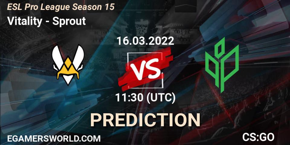 Vitality - Sprout: Maç tahminleri. 16.03.2022 at 11:30, Counter-Strike (CS2), ESL Pro League Season 15