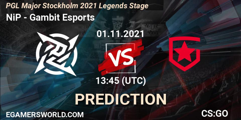 NiP - Gambit Esports: Maç tahminleri. 01.11.2021 at 13:50, Counter-Strike (CS2), PGL Major Stockholm 2021 Legends Stage