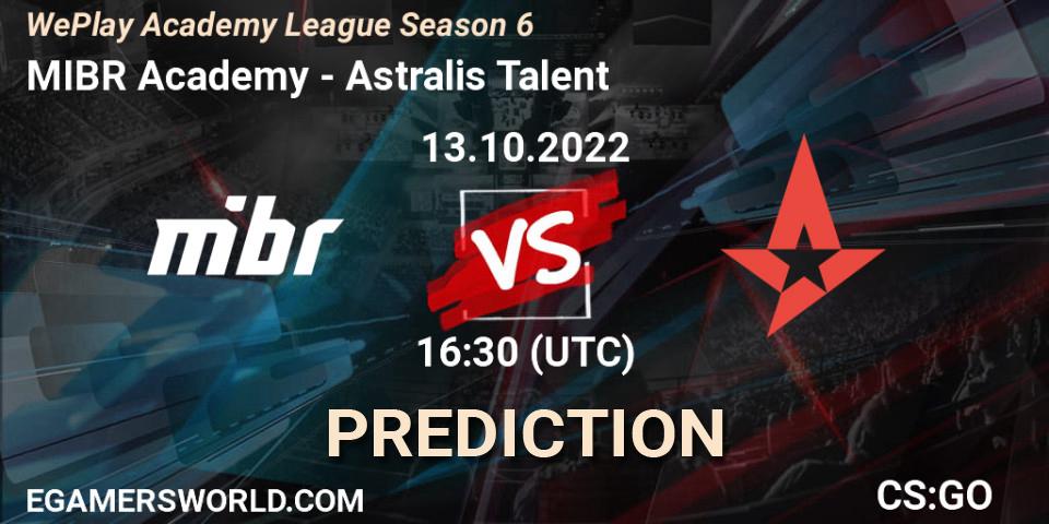 MIBR Academy - Astralis Talent: Maç tahminleri. 13.10.2022 at 16:30, Counter-Strike (CS2), WePlay Academy League Season 6