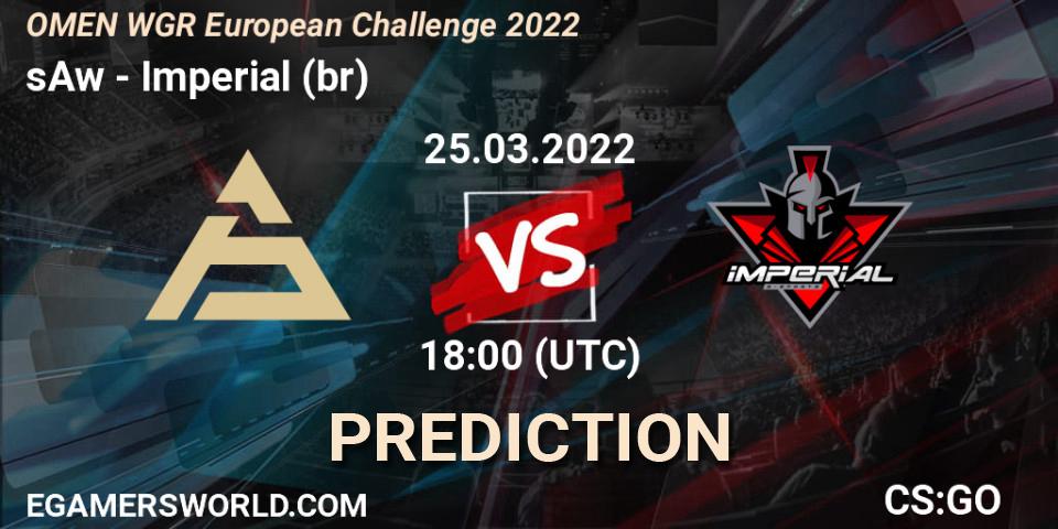sAw - Imperial (br): Maç tahminleri. 25.03.2022 at 18:00, Counter-Strike (CS2), OMEN WGR European Challenge 2022