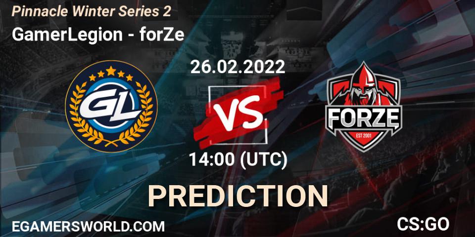 GamerLegion - forZe: Maç tahminleri. 26.02.2022 at 14:00, Counter-Strike (CS2), Pinnacle Winter Series 2