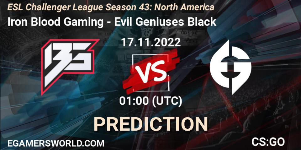 Iron Blood Gaming - Evil Geniuses Black: Maç tahminleri. 29.11.22, CS2 (CS:GO), ESL Challenger League Season 43: North America