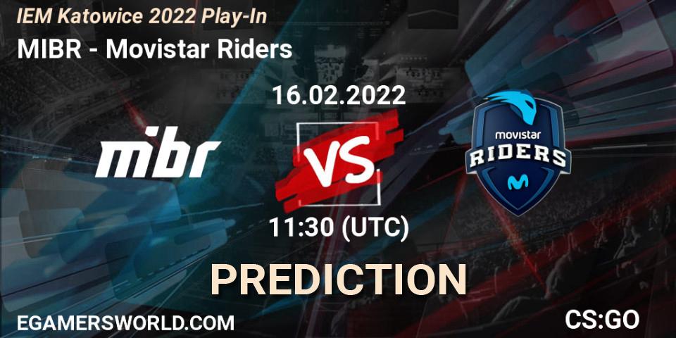 MIBR - Movistar Riders: Maç tahminleri. 16.02.2022 at 11:30, Counter-Strike (CS2), IEM Katowice 2022 Play-In
