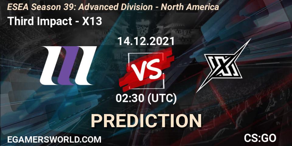 Third Impact - X13: Maç tahminleri. 14.12.2021 at 01:00, Counter-Strike (CS2), ESEA Season 39: Advanced Division - North America