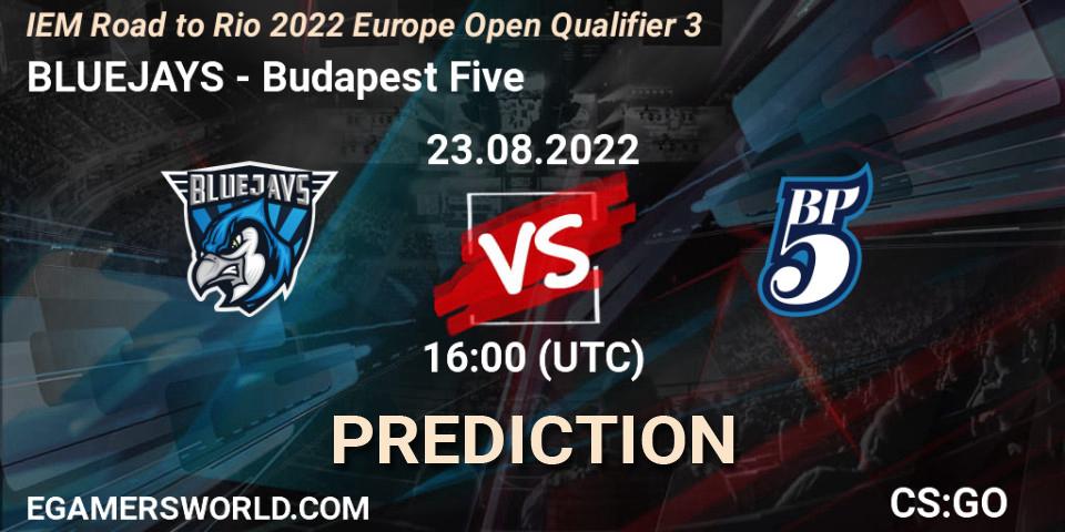 BLUEJAYS - Budapest Five: Maç tahminleri. 23.08.2022 at 16:05, Counter-Strike (CS2), IEM Road to Rio 2022 Europe Open Qualifier 3