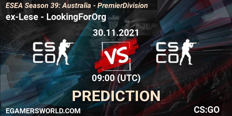 ex-Lese - LookingForOrg: Maç tahminleri. 30.11.2021 at 09:00, Counter-Strike (CS2), ESEA Season 39: Australia - Premier Division