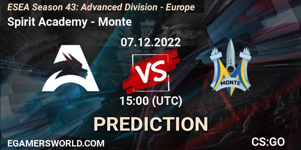 Spirit Academy - Monte: Maç tahminleri. 07.12.22, CS2 (CS:GO), ESEA Season 43: Advanced Division - Europe