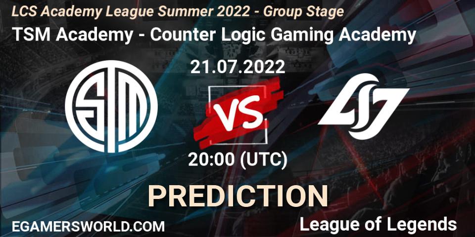 TSM Academy - Counter Logic Gaming Academy: Maç tahminleri. 21.07.2022 at 20:00, LoL, LCS Academy League Summer 2022 - Group Stage