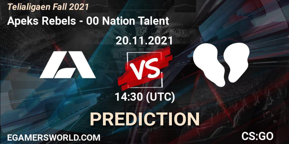Apeks Rebels - 00 Nation Talent: Maç tahminleri. 20.11.2021 at 14:30, Counter-Strike (CS2), Telialigaen Fall 2021