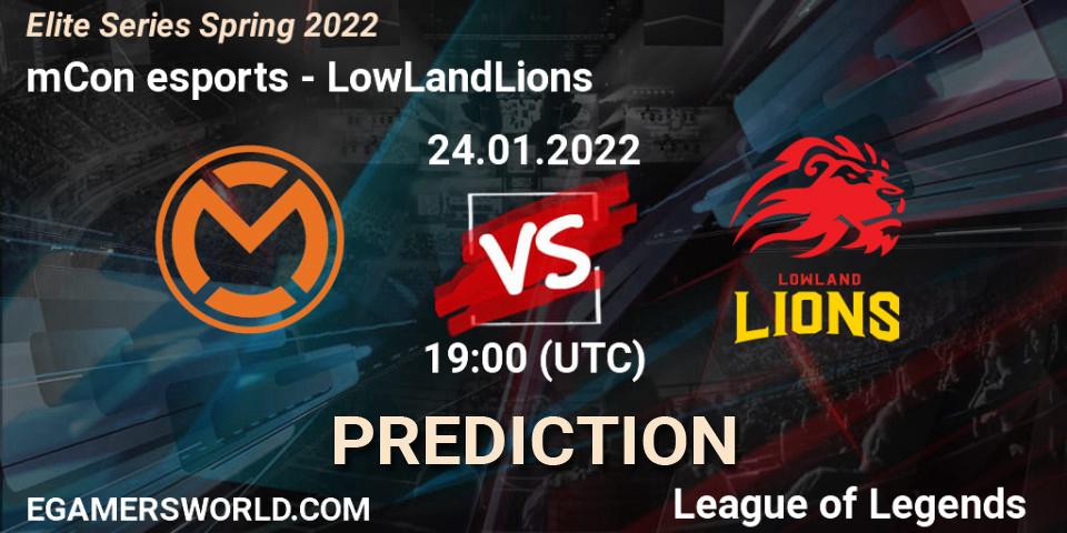 mCon esports - LowLandLions: Maç tahminleri. 24.01.2022 at 19:00, LoL, Elite Series Spring 2022