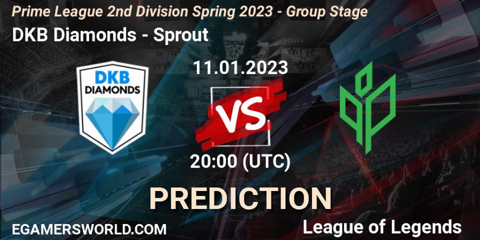 DKB Diamonds - Sprout: Maç tahminleri. 11.01.2023 at 20:00, LoL, Prime League 2nd Division Spring 2023 - Group Stage