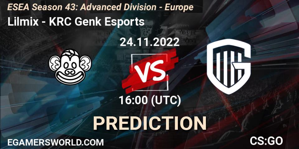 Lilmix - KRC Genk Esports: Maç tahminleri. 24.11.2022 at 16:00, Counter-Strike (CS2), ESEA Season 43: Advanced Division - Europe