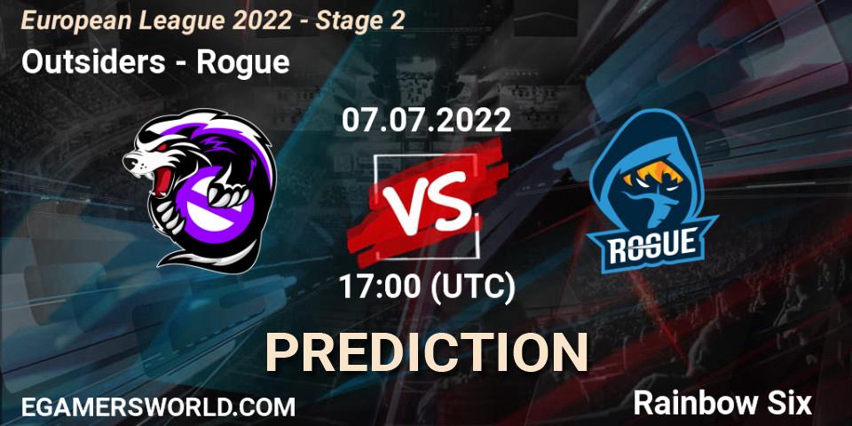 Outsiders - Rogue: Maç tahminleri. 07.07.2022 at 17:00, Rainbow Six, European League 2022 - Stage 2
