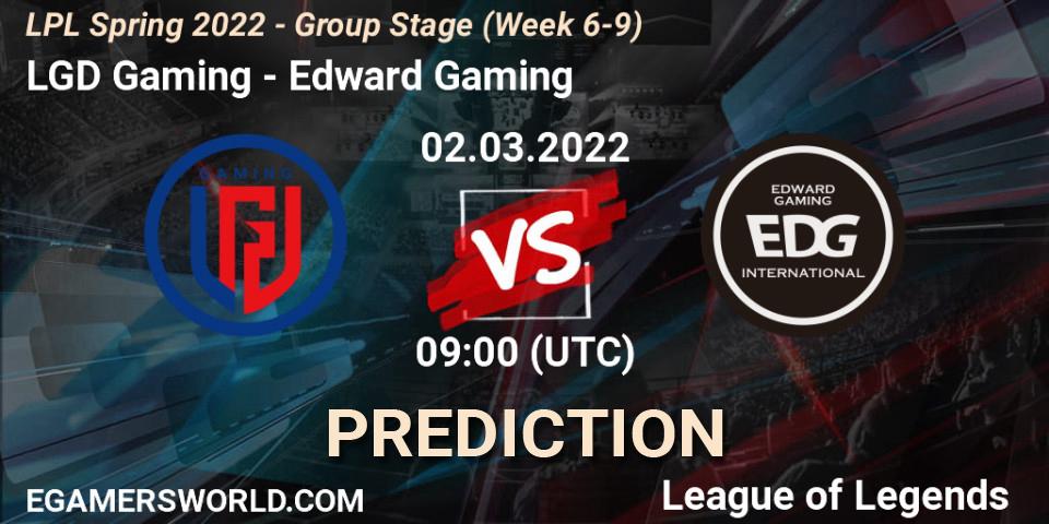 LGD Gaming - Edward Gaming: Maç tahminleri. 02.03.2022 at 09:00, LoL, LPL Spring 2022 - Group Stage (Week 6-9)