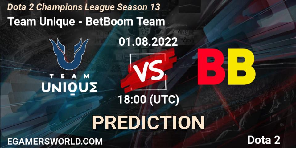 Team Unique - BetBoom Team: Maç tahminleri. 01.08.2022 at 18:00, Dota 2, Dota 2 Champions League Season 13