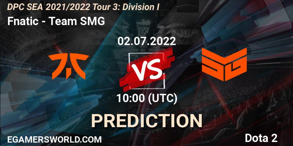 Fnatic - Team SMG: Maç tahminleri. 02.07.2022 at 10:00, Dota 2, DPC SEA 2021/2022 Tour 3: Division I