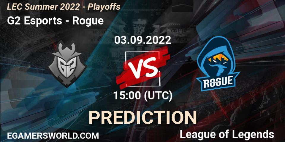 G2 Esports - Rogue: Maç tahminleri. 03.09.2022 at 15:00, LoL, LEC Summer 2022 - Playoffs