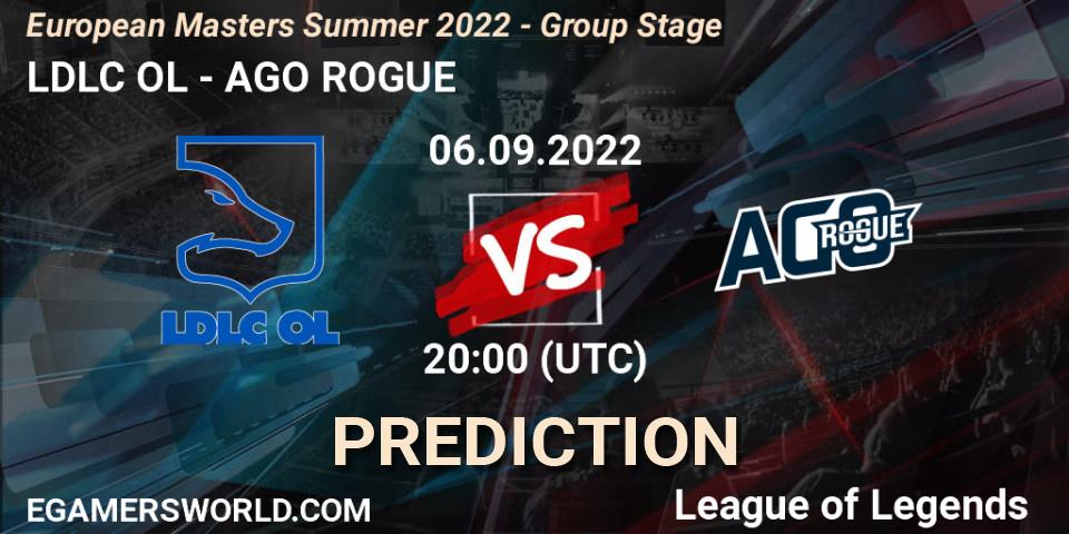 LDLC OL - AGO ROGUE: Maç tahminleri. 06.09.2022 at 20:00, LoL, European Masters Summer 2022 - Group Stage