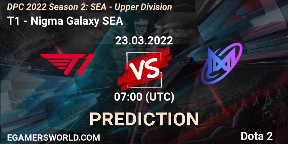 T1 - Nigma Galaxy SEA: Maç tahminleri. 23.03.2022 at 07:16, Dota 2, DPC 2021/2022 Tour 2 (Season 2): SEA Division I (Upper)